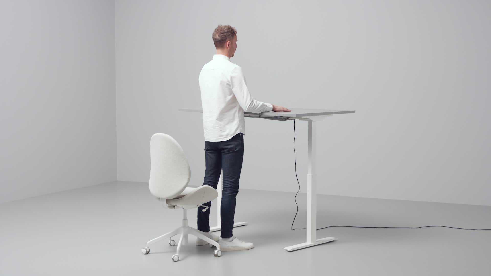 RODULF Desk sit/stand, grey/white, 140x80 cm - IKEA Ireland