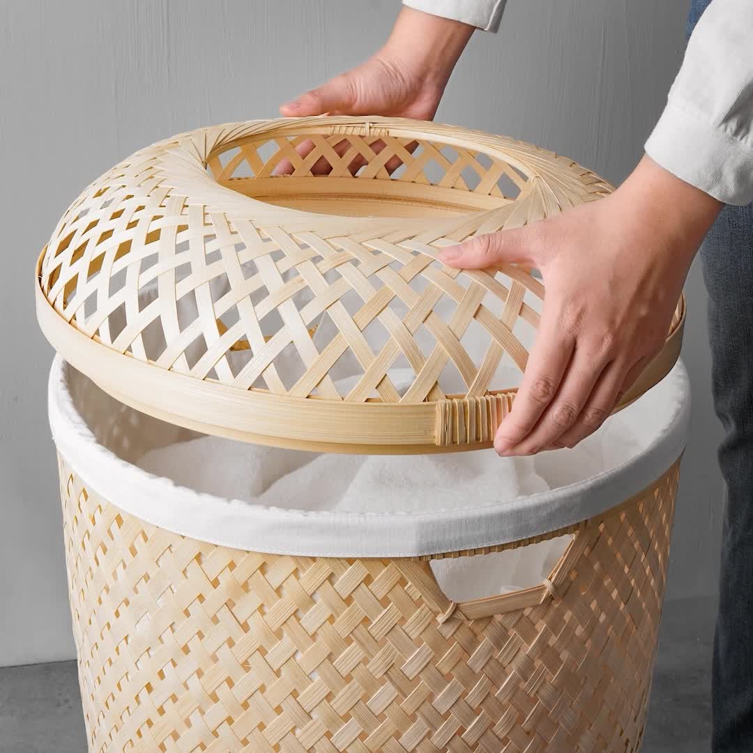 SALUDING Laundry basket, handmade bamboo, 50 l - IKEA